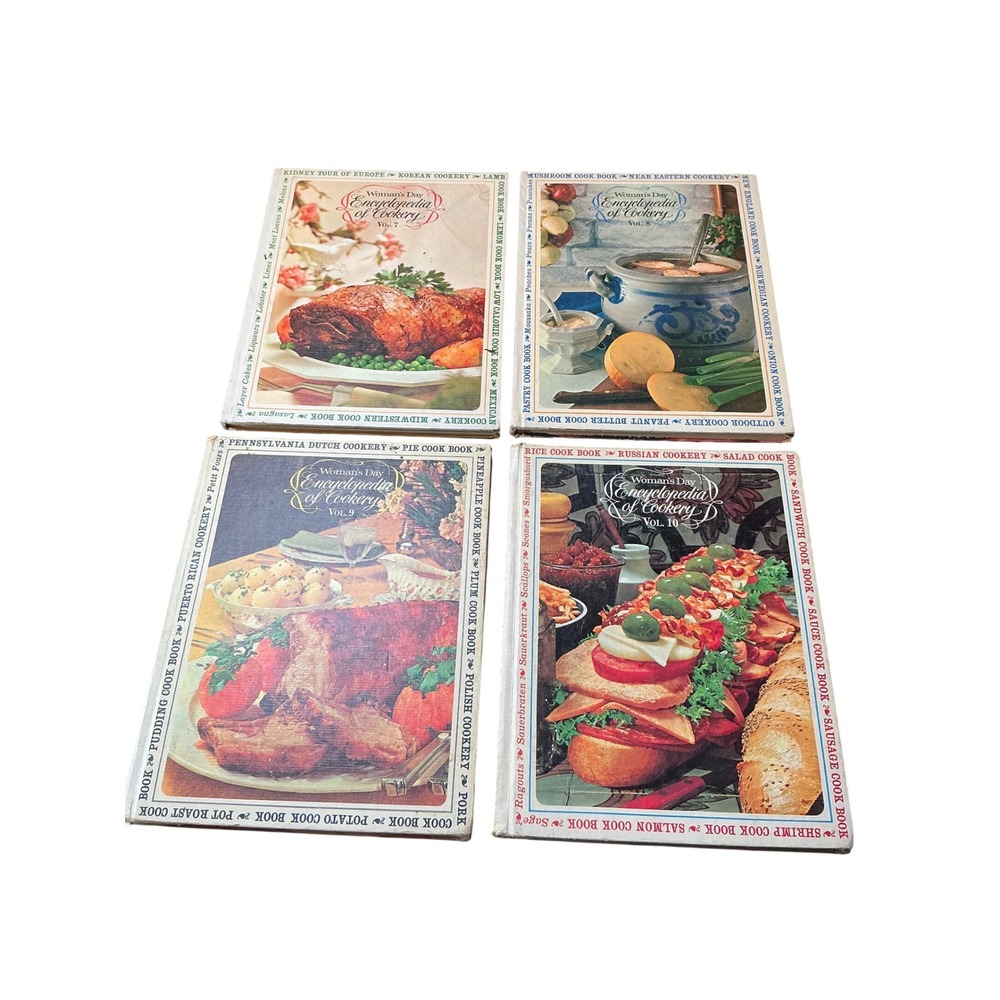 Vintage 1966 Woman's Day Encyclopedia of Cookery Vols 7 8 9 10 First Edition